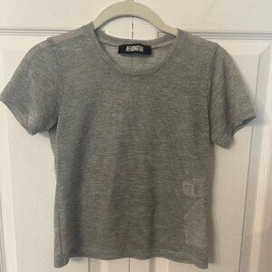 Reformation Sheer Silver Metallic Short-Sleeved Top Size XS